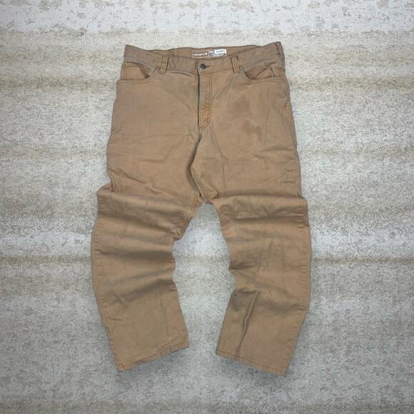 Vintage Carhartt Carpenter Pants Camel Tan Canvas Baggy Fit Dungarees Work 90s - Picture 2 of 4